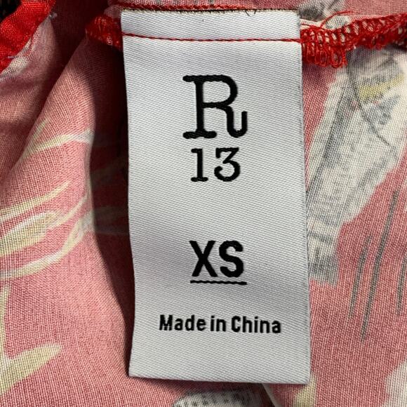 R13 SS19 Size XS Red Multi Color Hawaiian Viscose Camp Short Sleeve Shirt - Picture 6 of 8